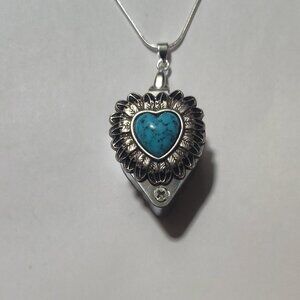 Feather Heart Magnifying Loupe Pendant Necklace